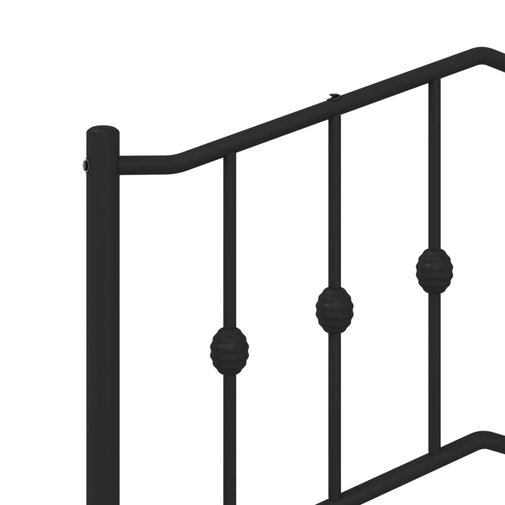 Metal Bed Frame with Headboard Black 150x200 cm