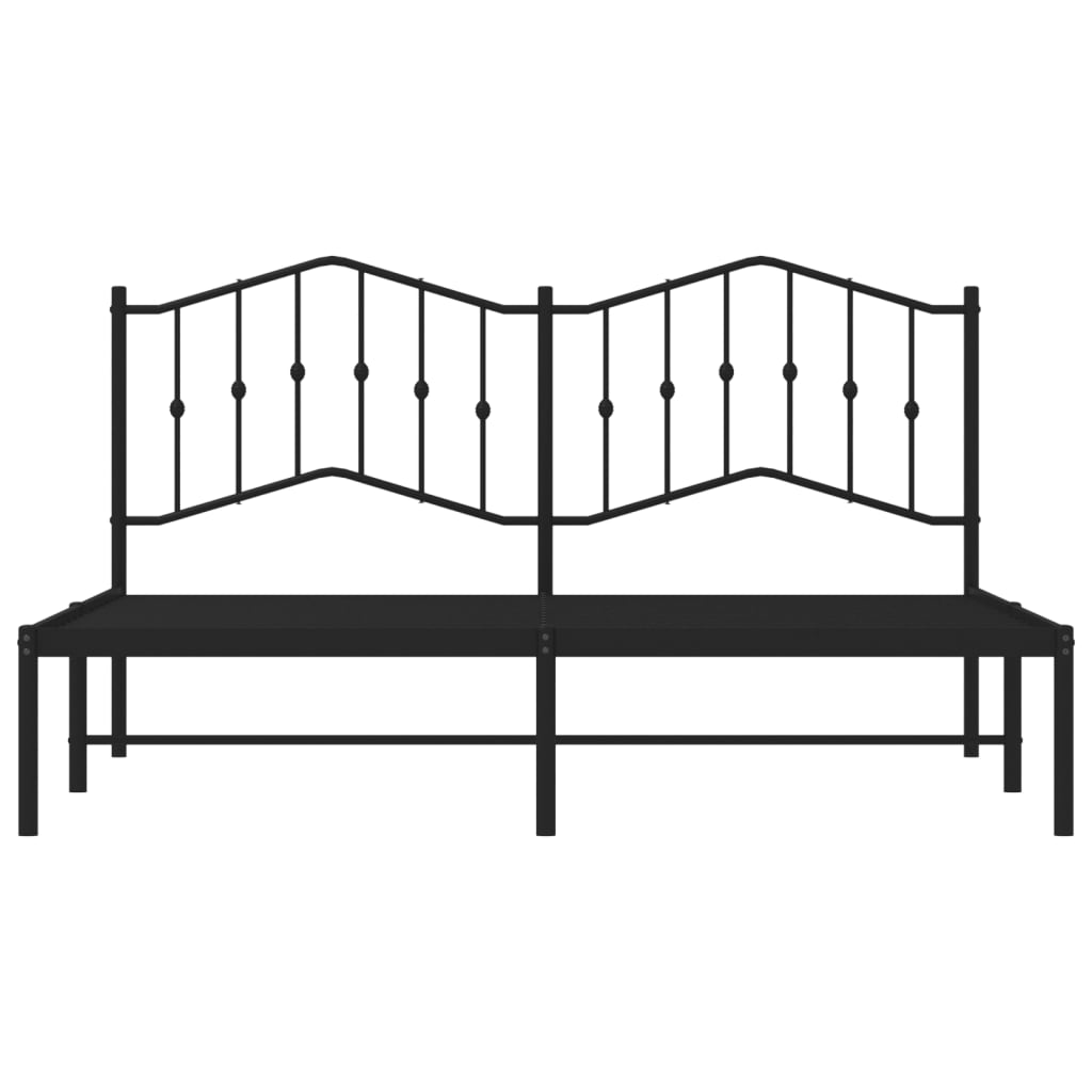 Metal Bed Frame with Headboard Black 183x203 cm King Size