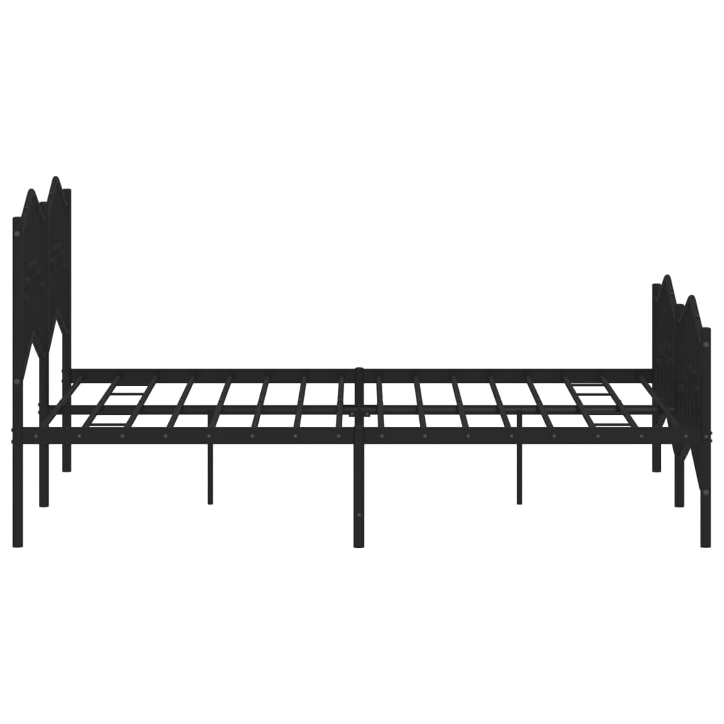 Metal Bed Frame with Headboard and Footboard Black 135x190 cm