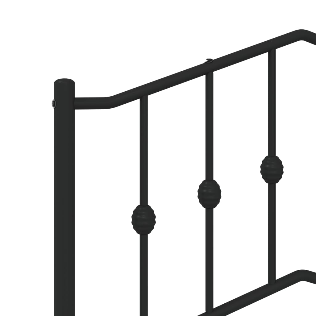 Metal Bed Frame with Headboard and Footboard Black 135x190 cm