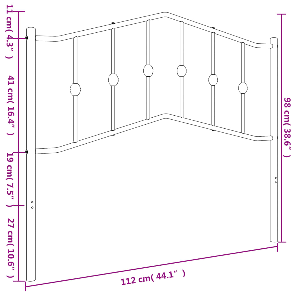 Metal Headboard Black 107 cm