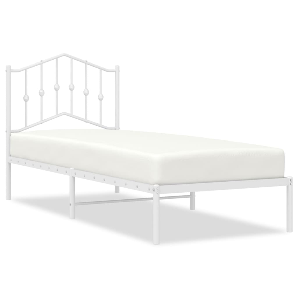 Metal Bed Frame with Headboard White 92x187 cm Single Size