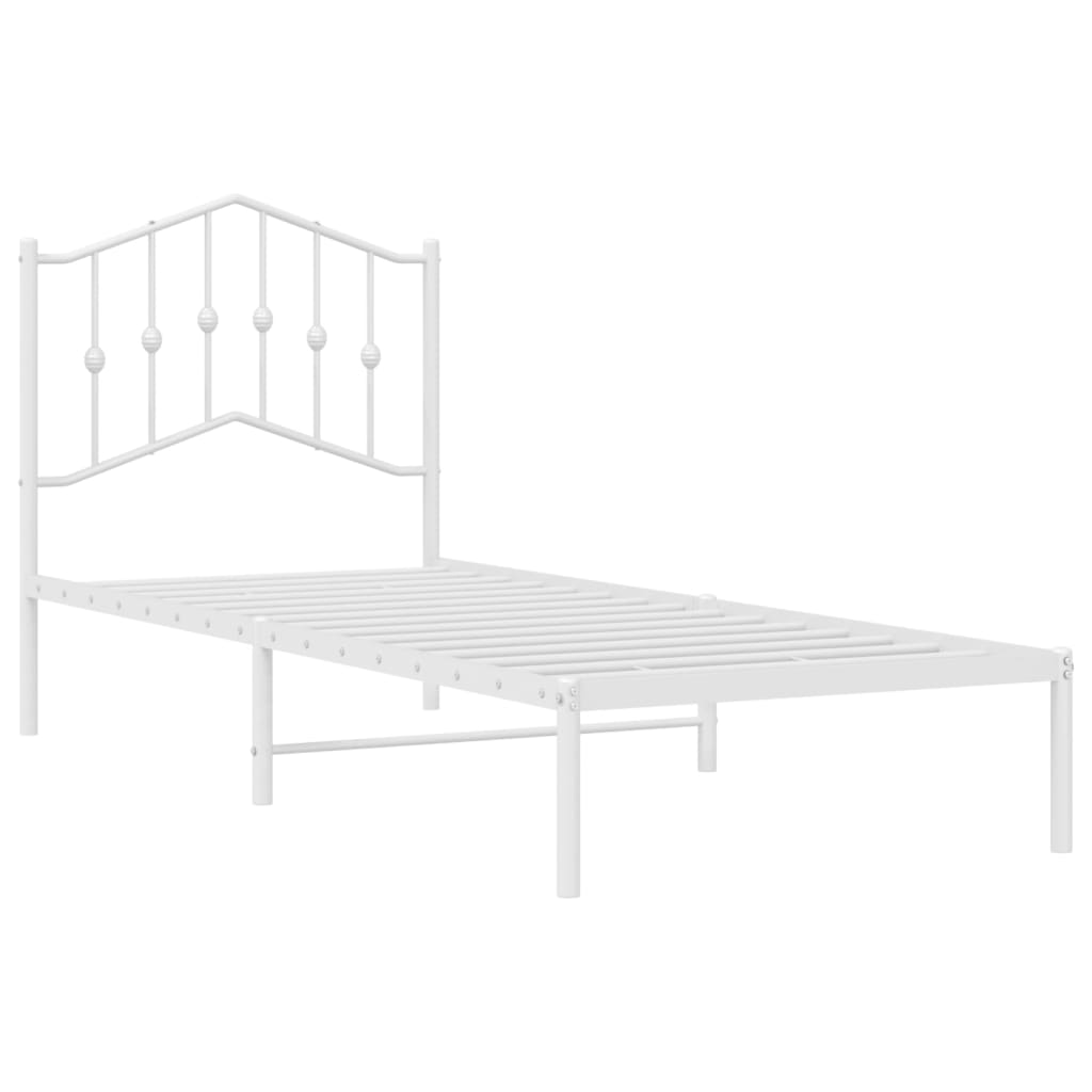 Metal Bed Frame with Headboard White 92x187 cm Single Size