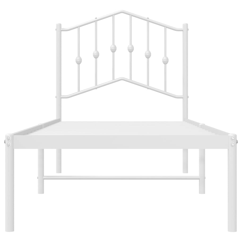 Metal Bed Frame with Headboard White 92x187 cm Single Size