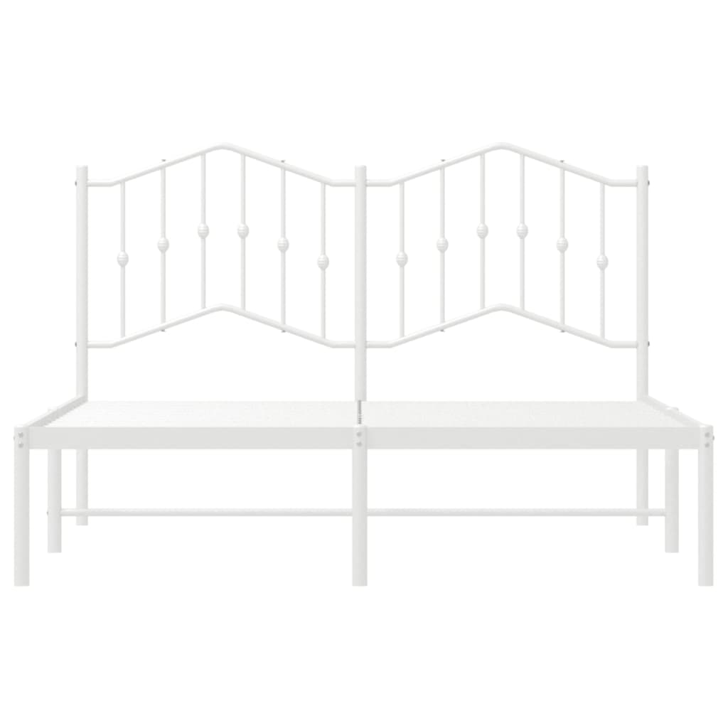 Metal Bed Frame with Headboard White 135x190 cm