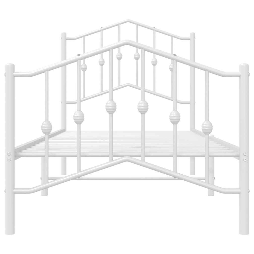 Metal Bed Frame with Headboard and Footboard White 92x187 cm Single Size