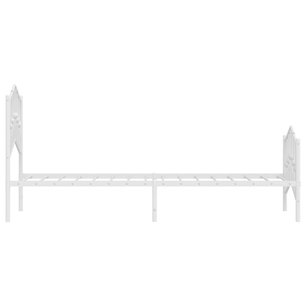 Metal Bed Frame with Headboard and Footboard White 92x187 cm Single Size