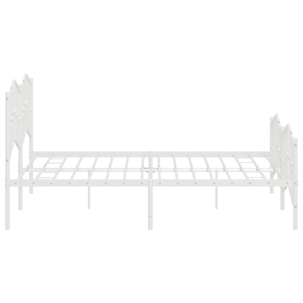 Metal Bed Frame with Headboard and Footboard White 183x203 cm King Size