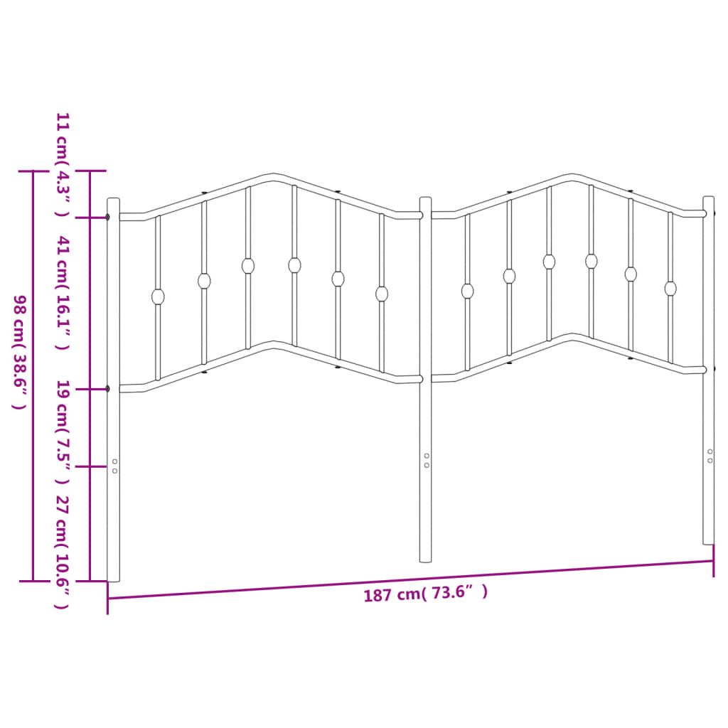 Metal Headboard White 183 cm