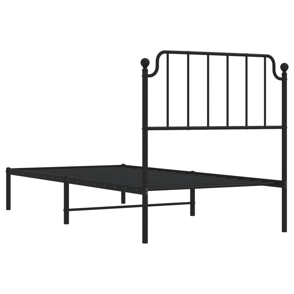 Metal Bed Frame with Headboard Black 92x187 cm Single Size