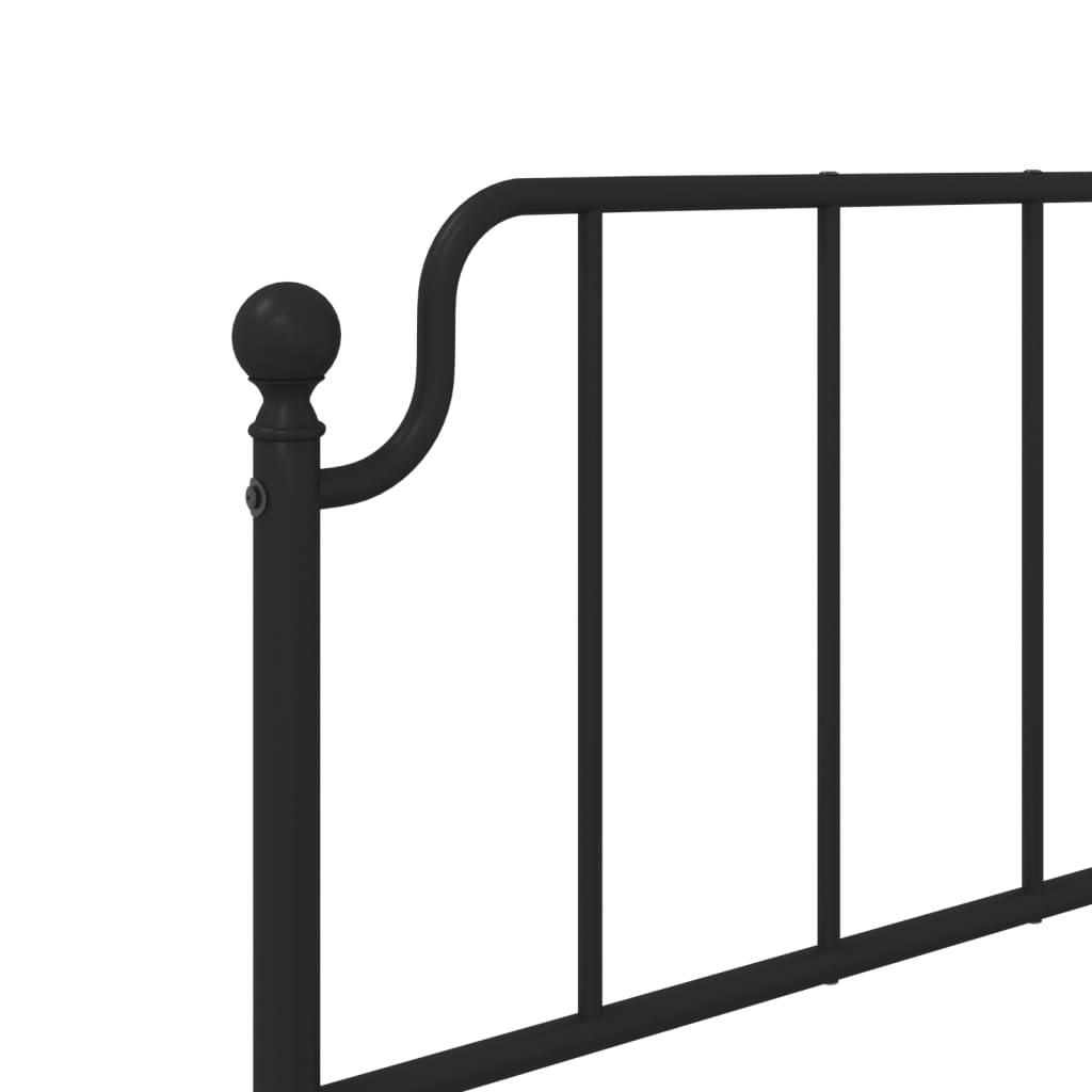 Metal Bed Frame with Headboard Black 92x187 cm Single Size