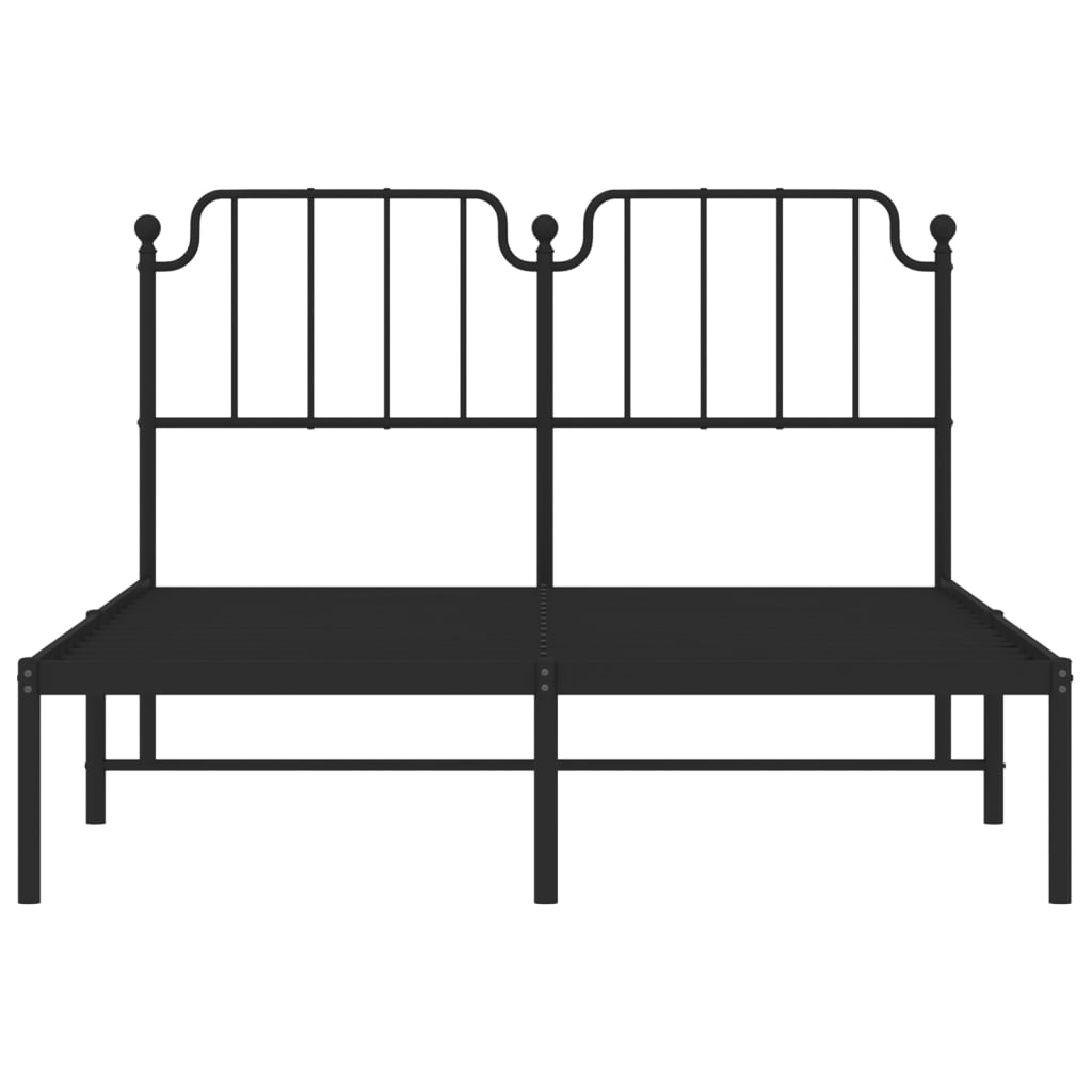 Metal Bed Frame with Headboard Black 135x190 cm