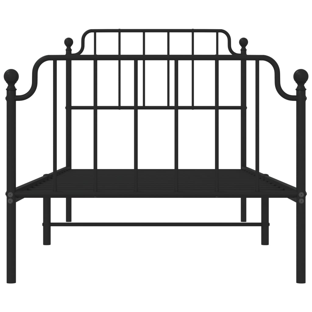 Metal Bed Frame with Headboard and Footboard Black 92x187 cm Single Size