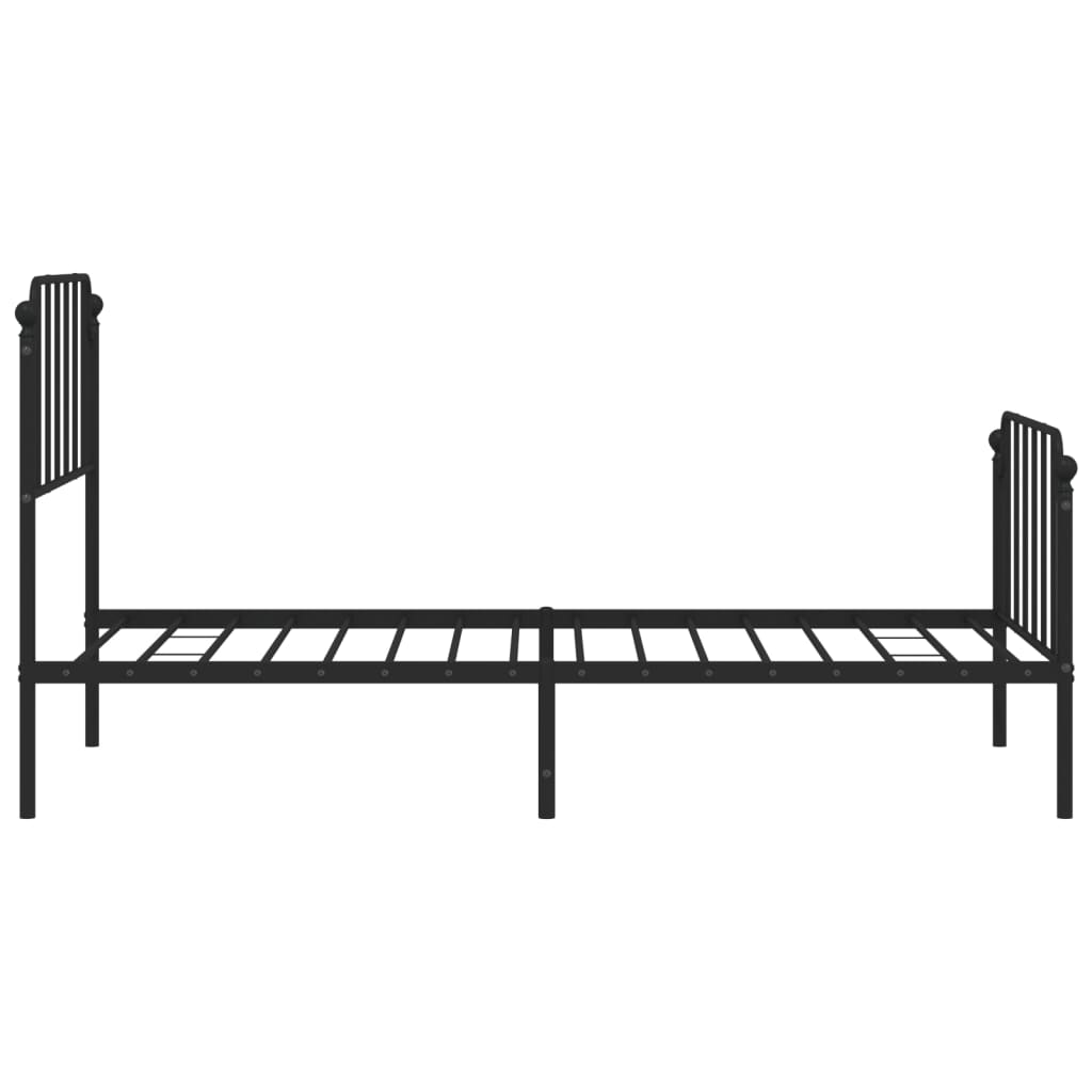 Metal Bed Frame with Headboard and Footboard Black 92x187 cm Single Size