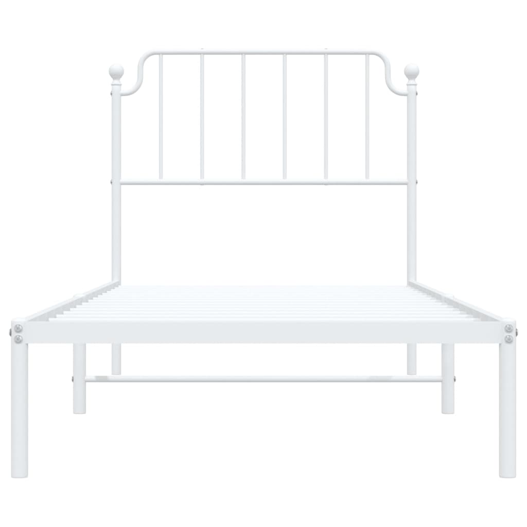 Metal Bed Frame with Headboard White 92x187 cm Single Size