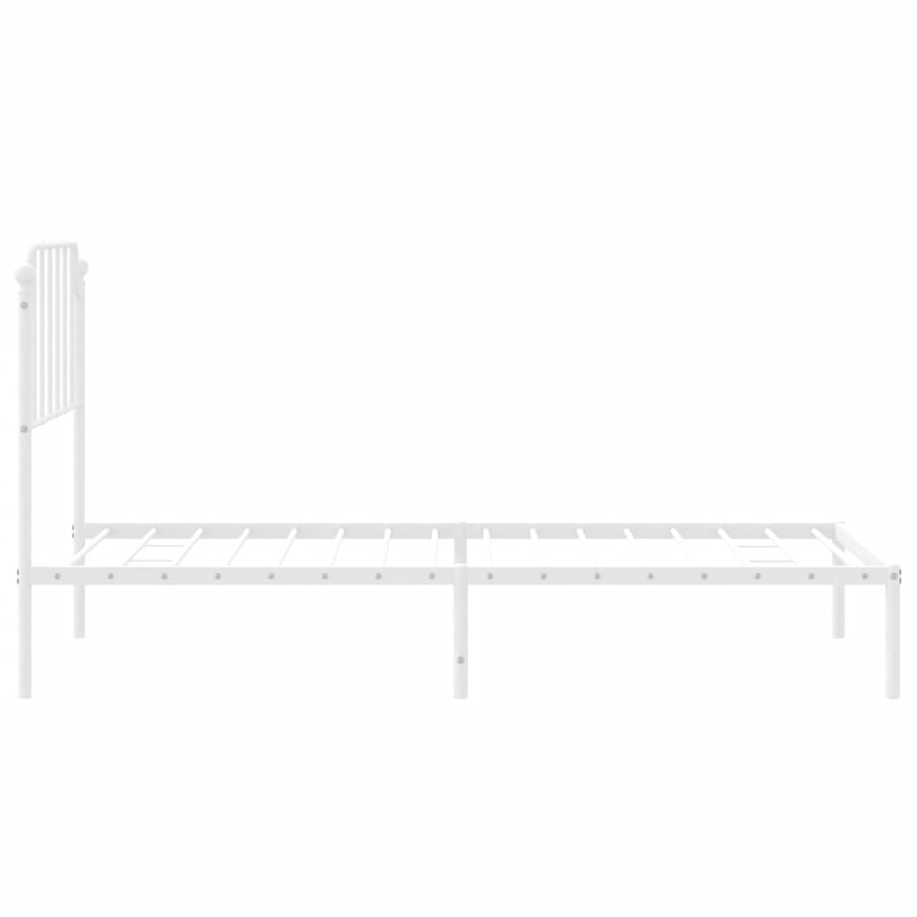 Metal Bed Frame with Headboard White 92x187 cm Single Size