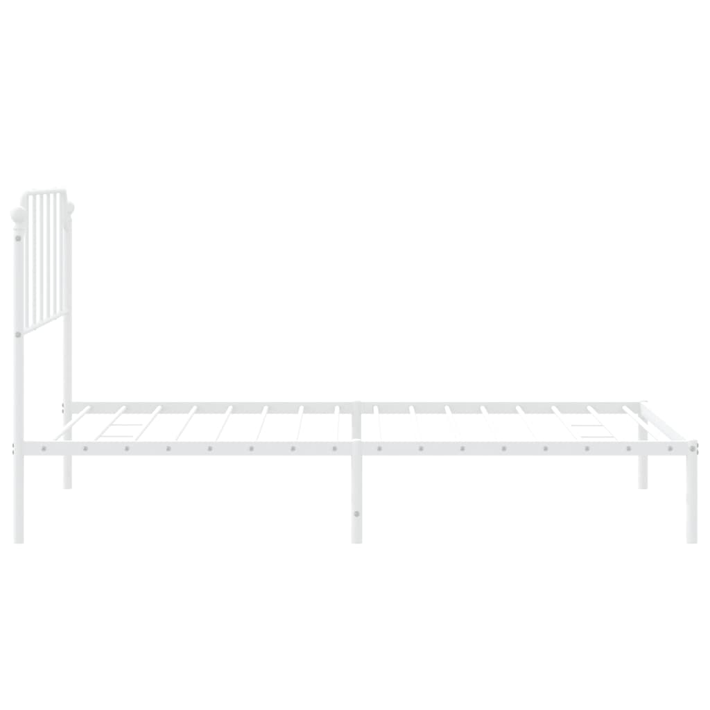 Metal Bed Frame with Headboard White 107x203 cm