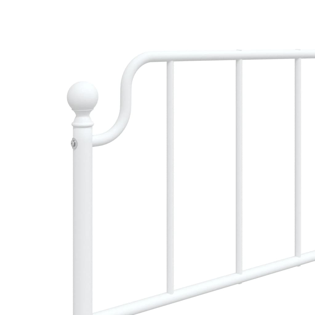 Metal Bed Frame with Headboard White 107x203 cm