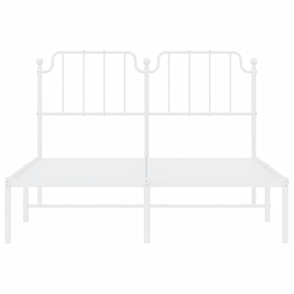 Metal Bed Frame with Headboard White 135x190 cm