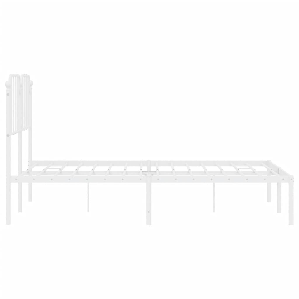 Metal Bed Frame with Headboard White 135x190 cm