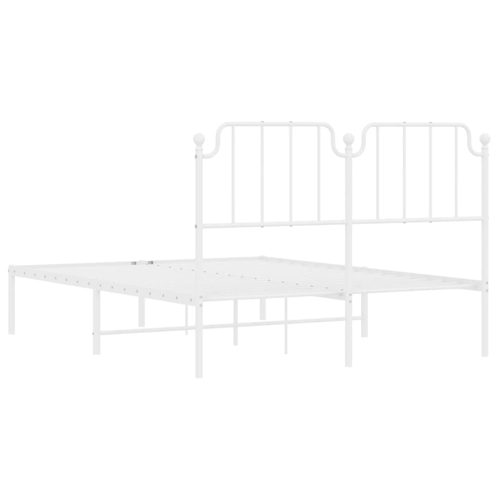 Metal Bed Frame with Headboard White 150x200 cm