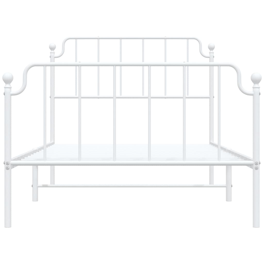 Metal Bed Frame with Headboard and Footboard White 107x203 cm