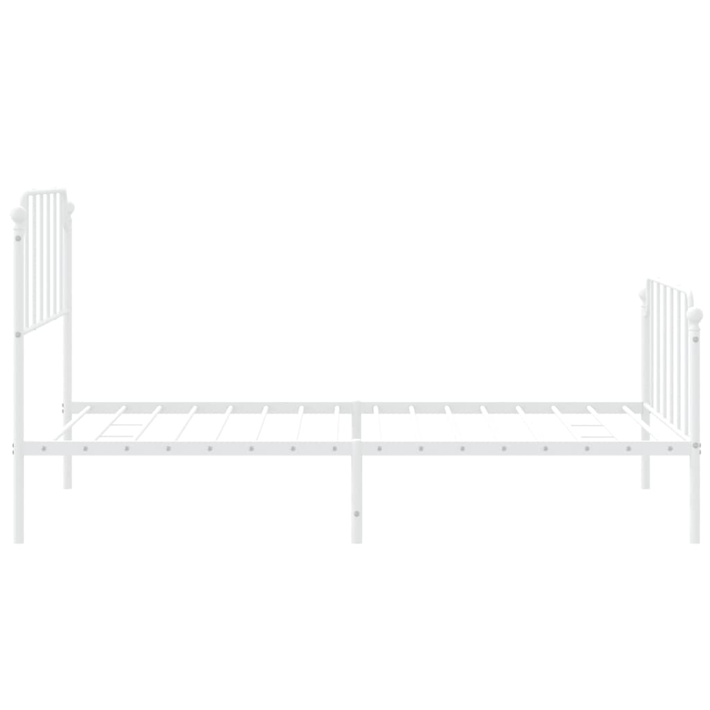 Metal Bed Frame with Headboard and Footboard White 107x203 cm