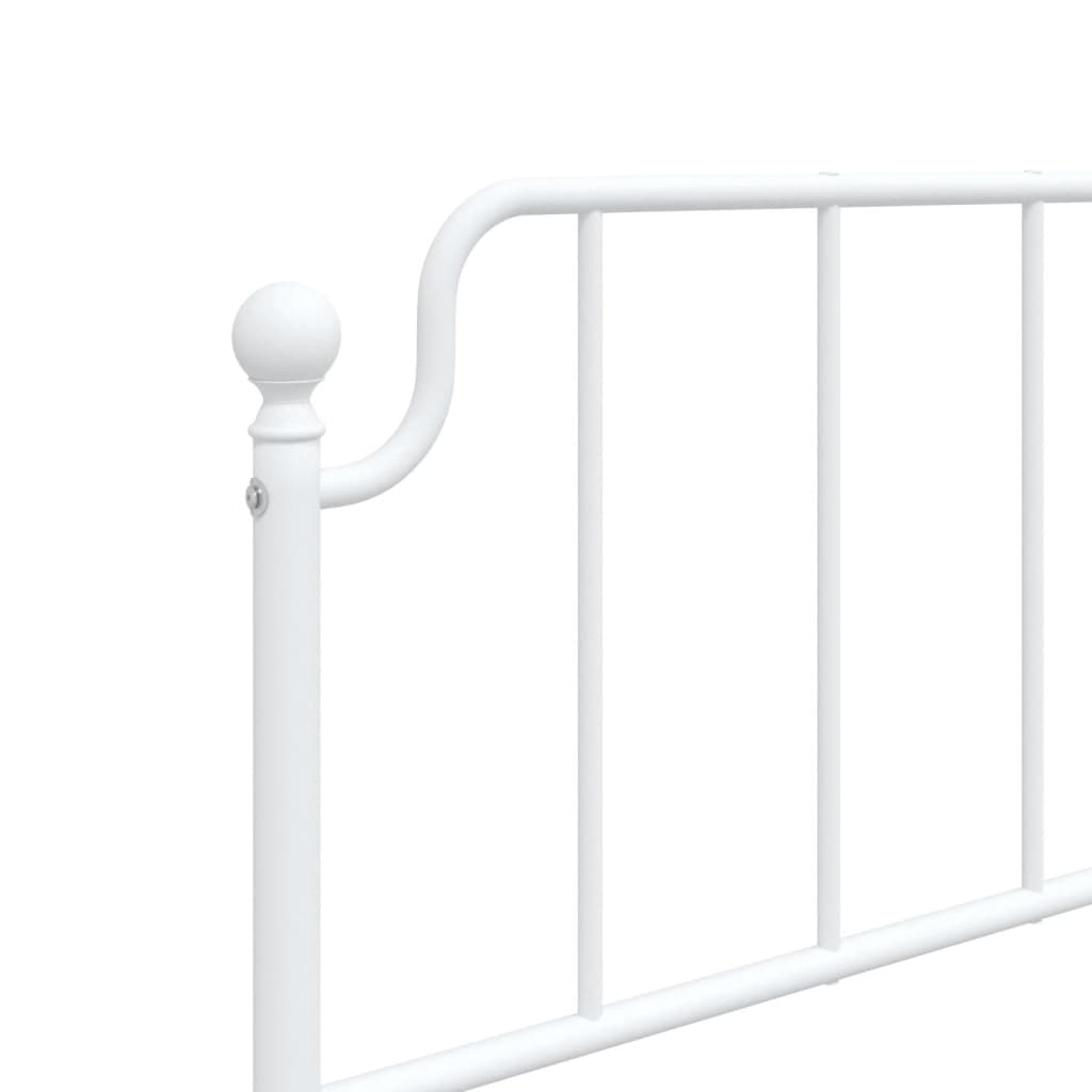 Metal Bed Frame with Headboard and Footboard White 107x203 cm