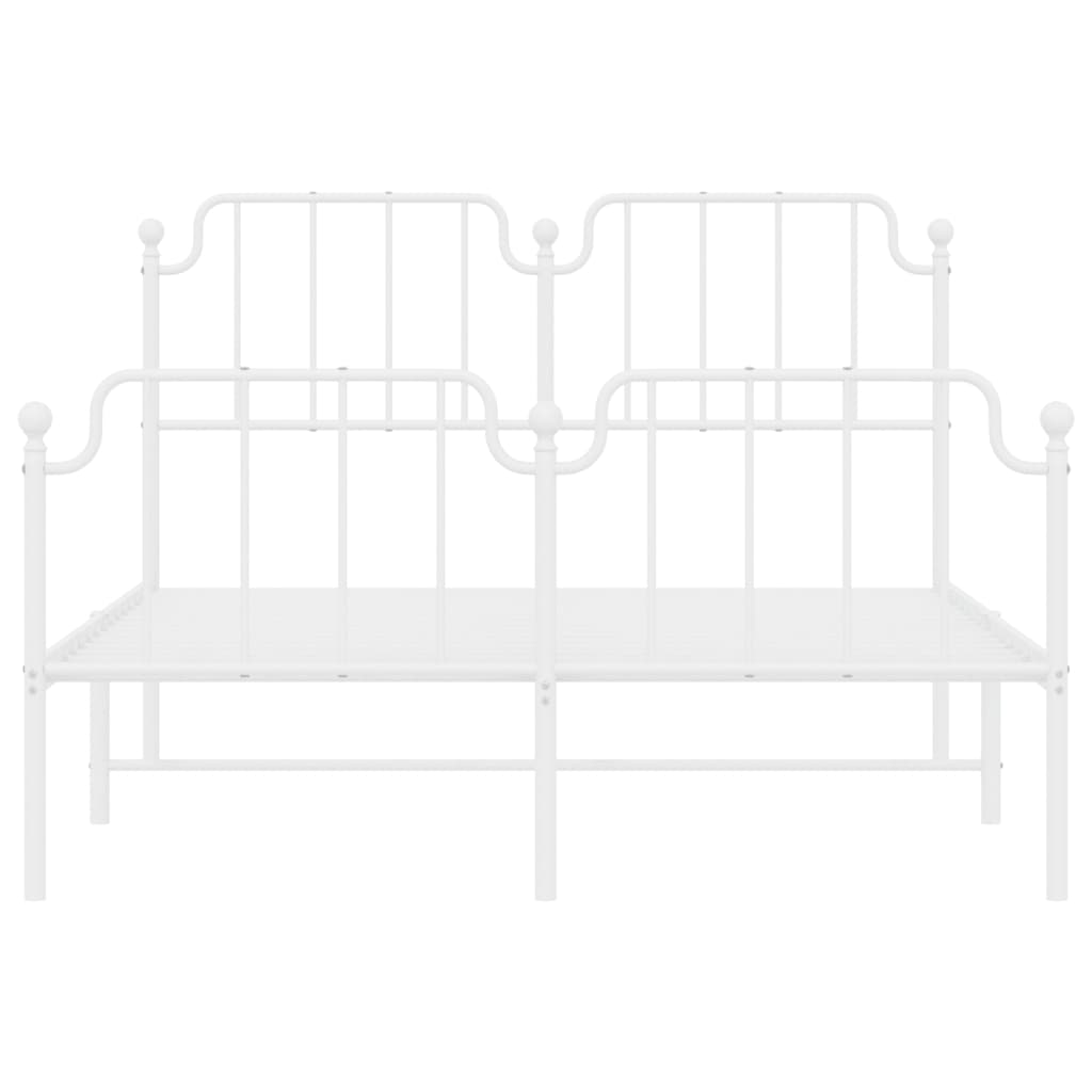 Metal Bed Frame with Headboard and Footboard White 135x190 cm