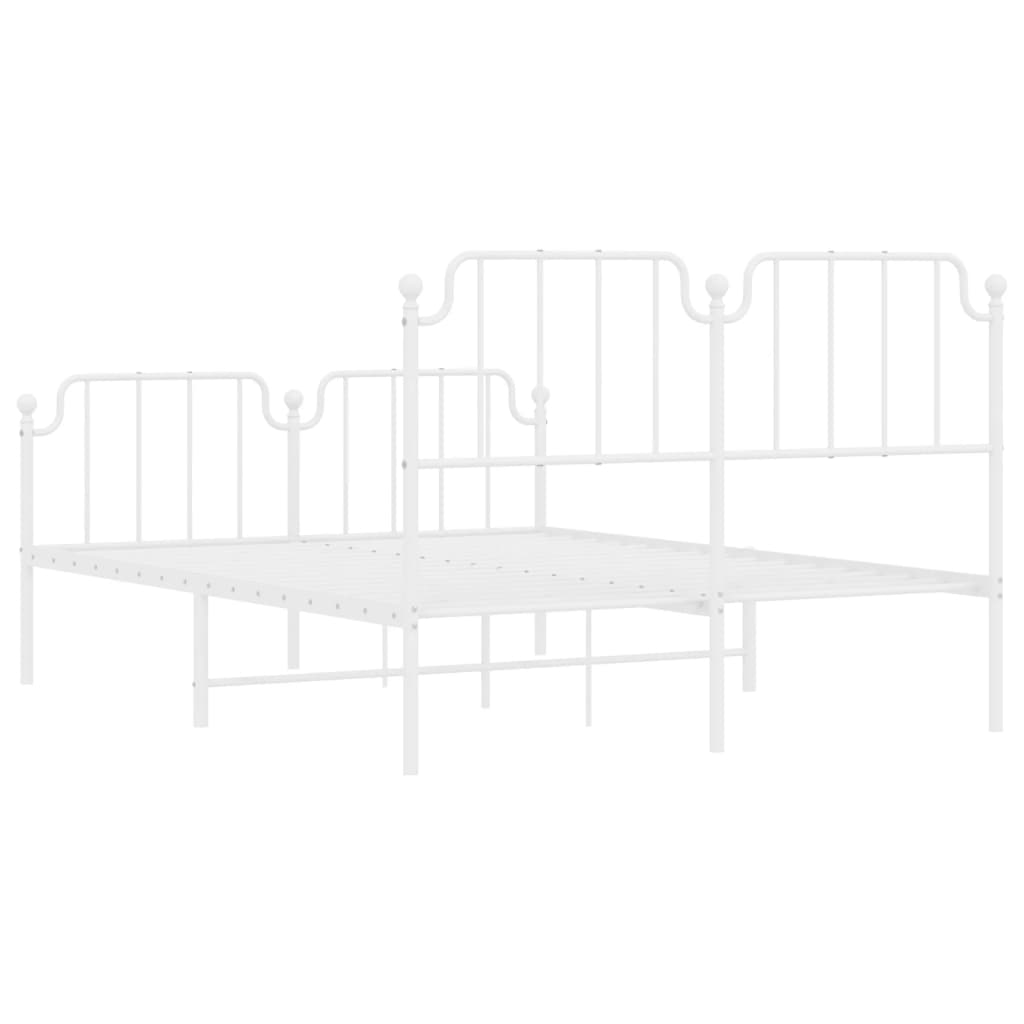 Metal Bed Frame with Headboard and Footboard White 135x190 cm