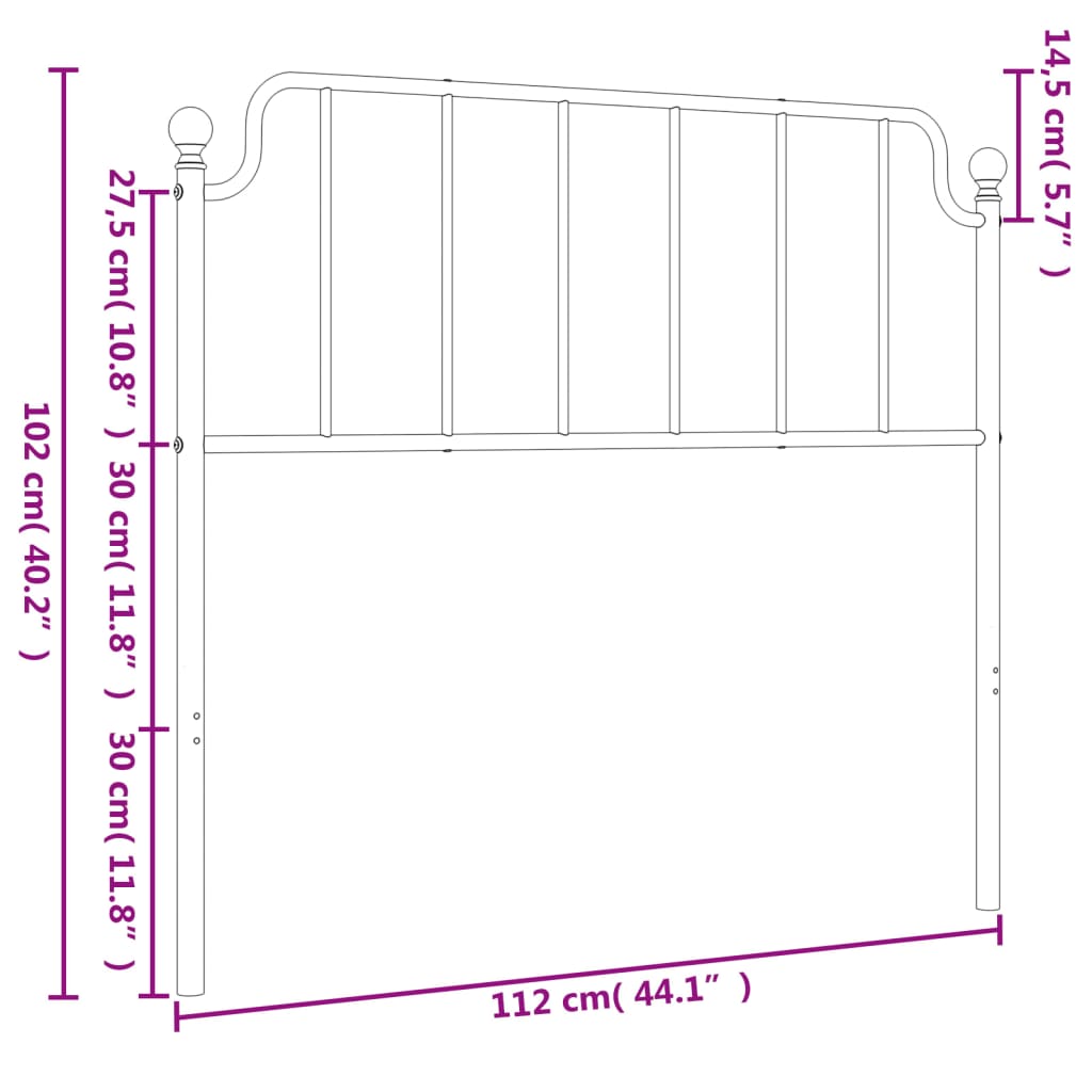 Metal Headboard White 107 cm