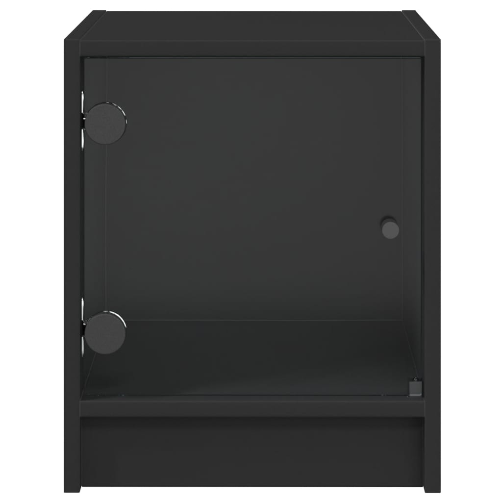 Bedside Cabinet with Glass Door Black 35x37x42 cm