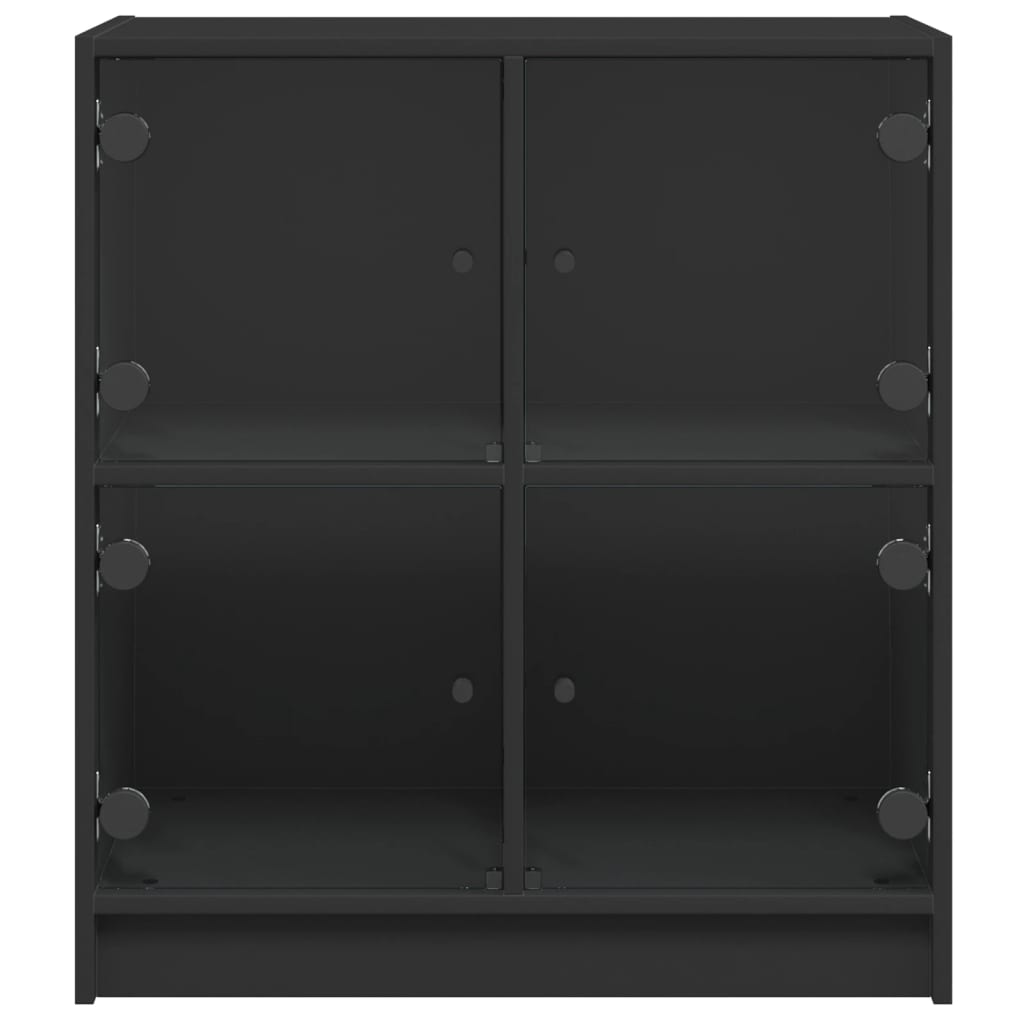 Side Cabinet with Glass Doors Black 68x37x75.5 cm