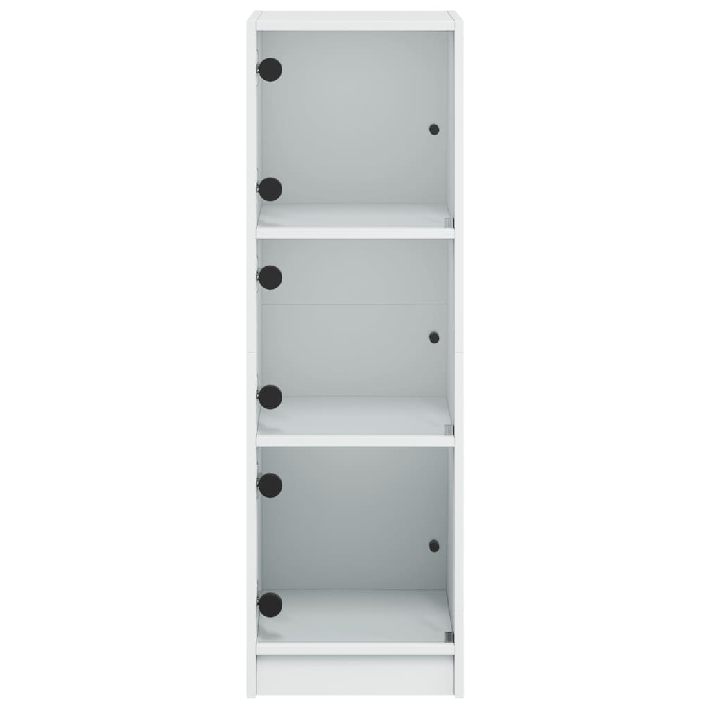 Highboard with Glass Doors White 35x37x109 cm