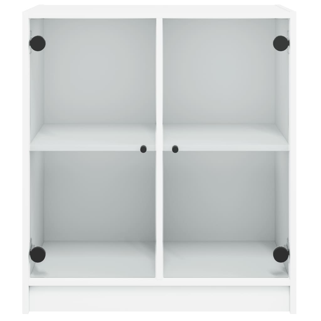 Side Cabinet with Glass Doors White 68x37x75.5 cm