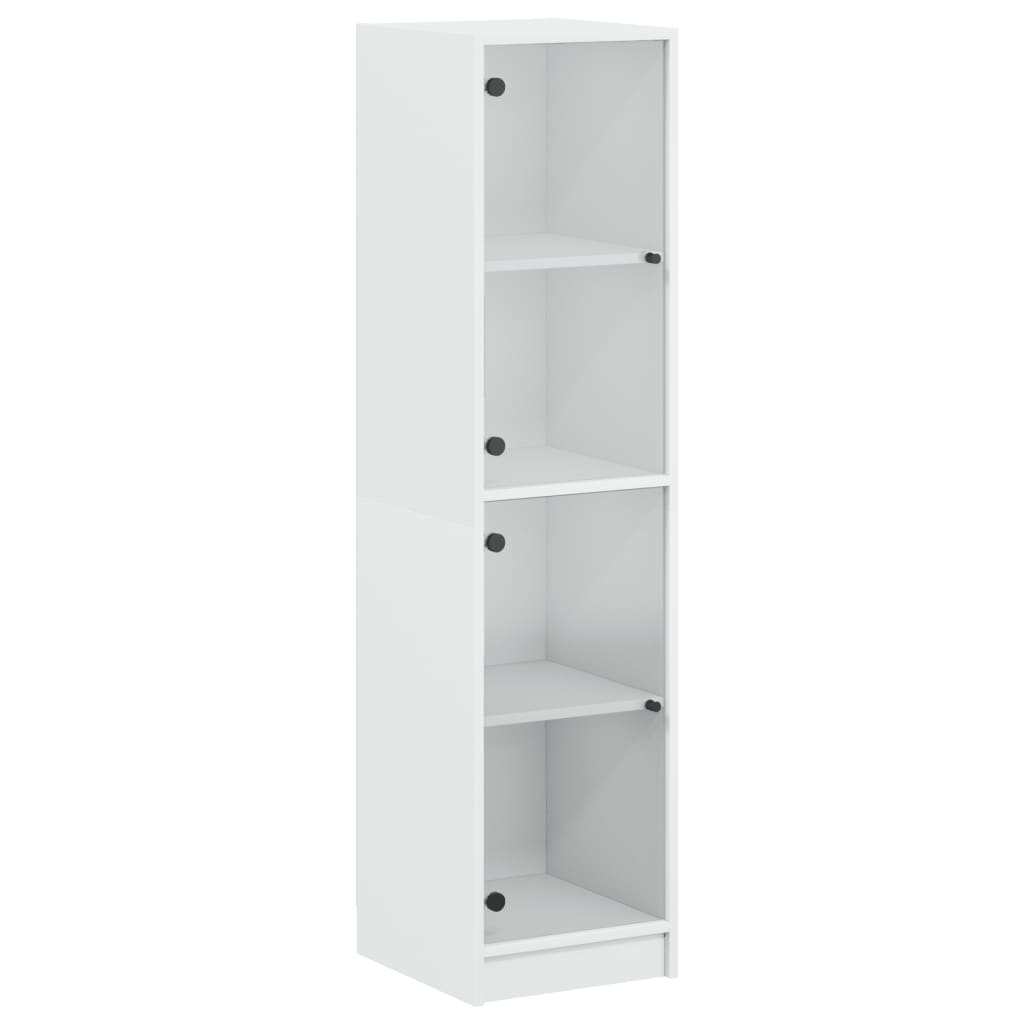 Highboard with Glass Doors White 35x37x142 cm