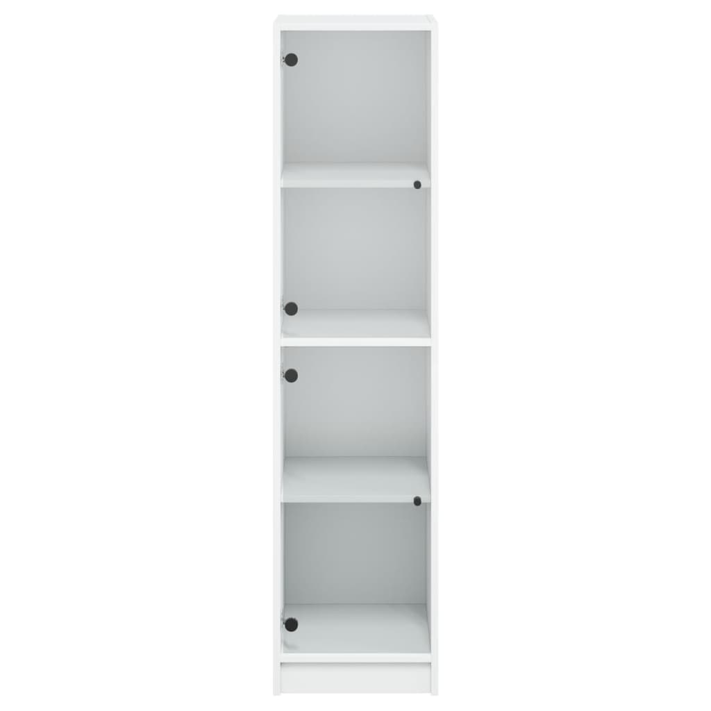 Highboard with Glass Doors White 35x37x142 cm