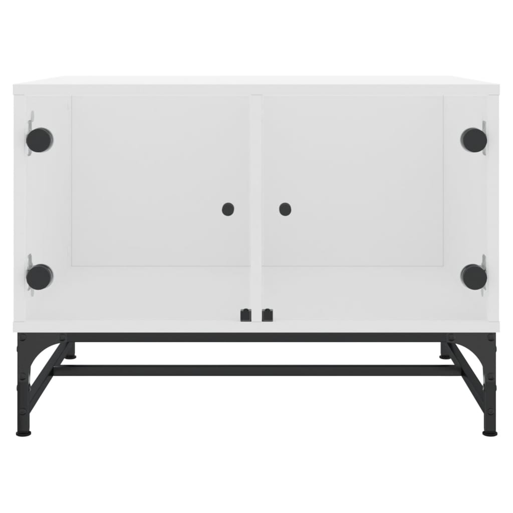 Coffee Table with Glass Doors White 68.5x50x50 cm