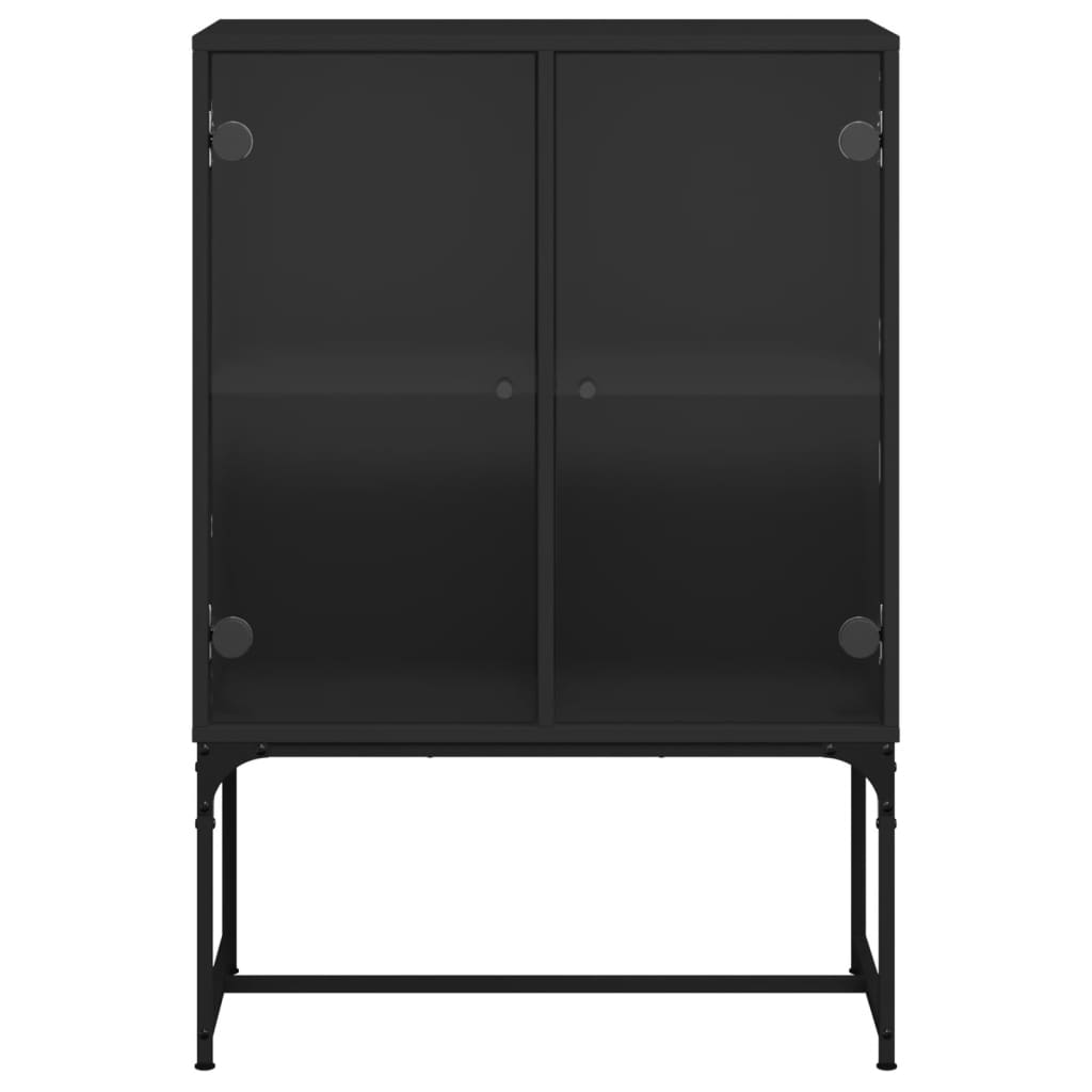 Side Cabinet with Glass Doors Black 69x37x100 cm