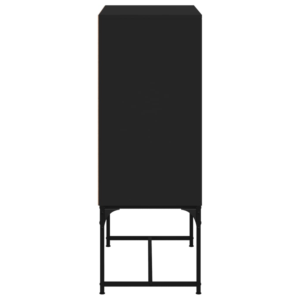 Side Cabinet with Glass Doors Black 69x37x100 cm