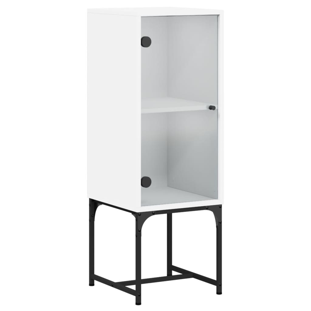 Side Cabinet with Glass Doors White 35x37x100 cm