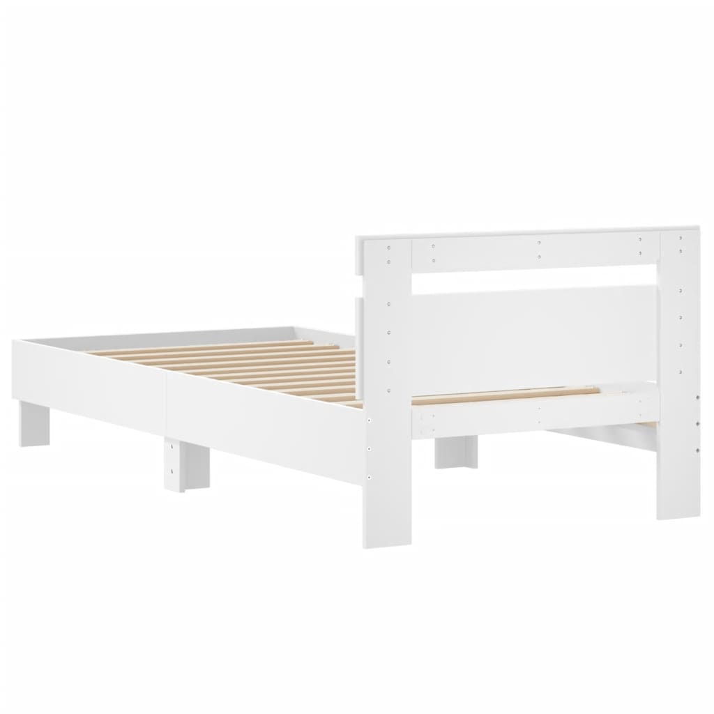 Bed Frame with Headboard White 90x190 cm Engineered wood