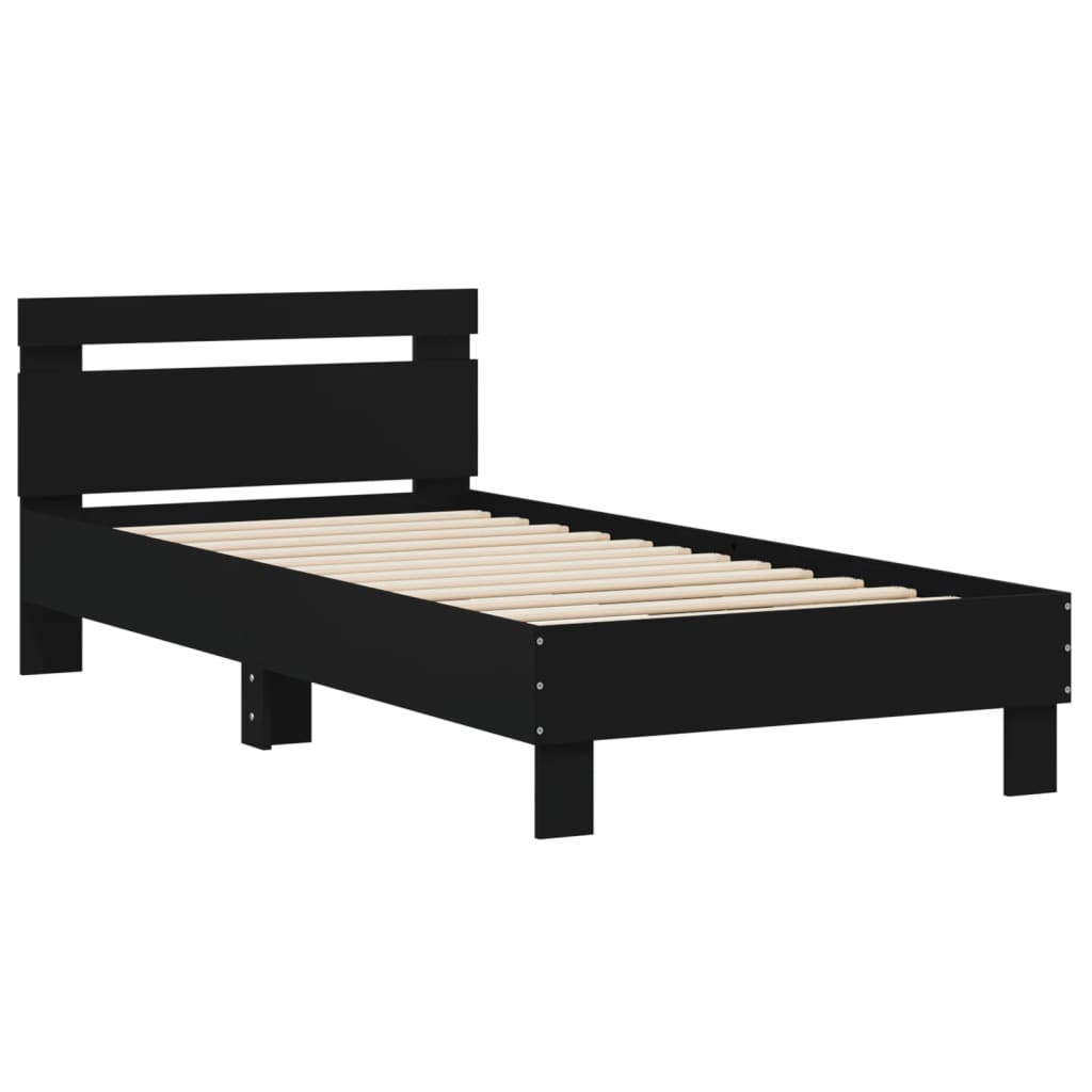 Bed Frame with Headboard Black 90x190 cm Engineered wood