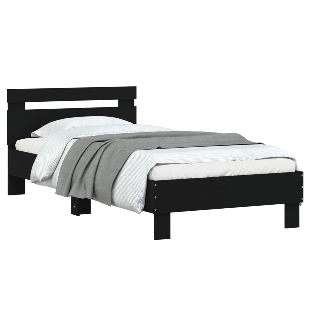 Bed Frame with Headboard Black 90x190 cm Engineered wood