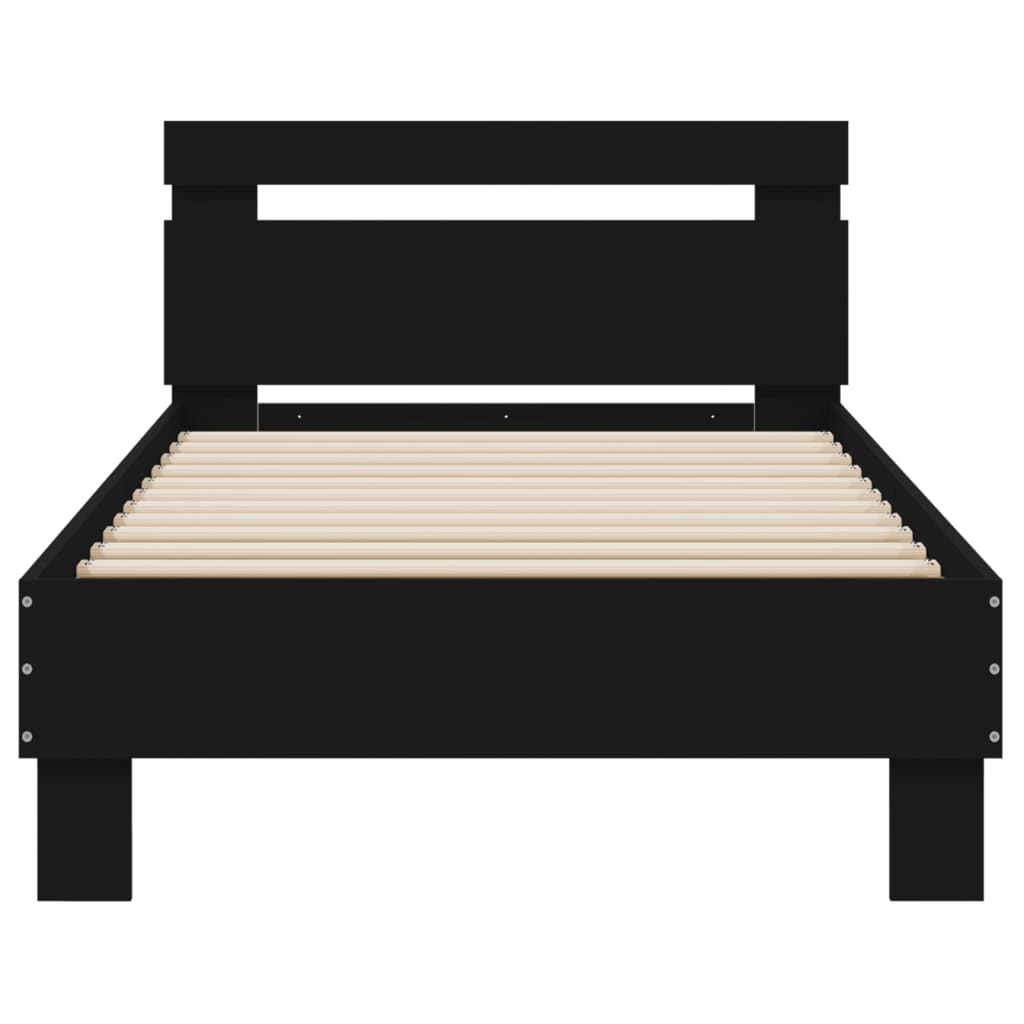 Bed Frame with Headboard Black 90x190 cm Engineered wood