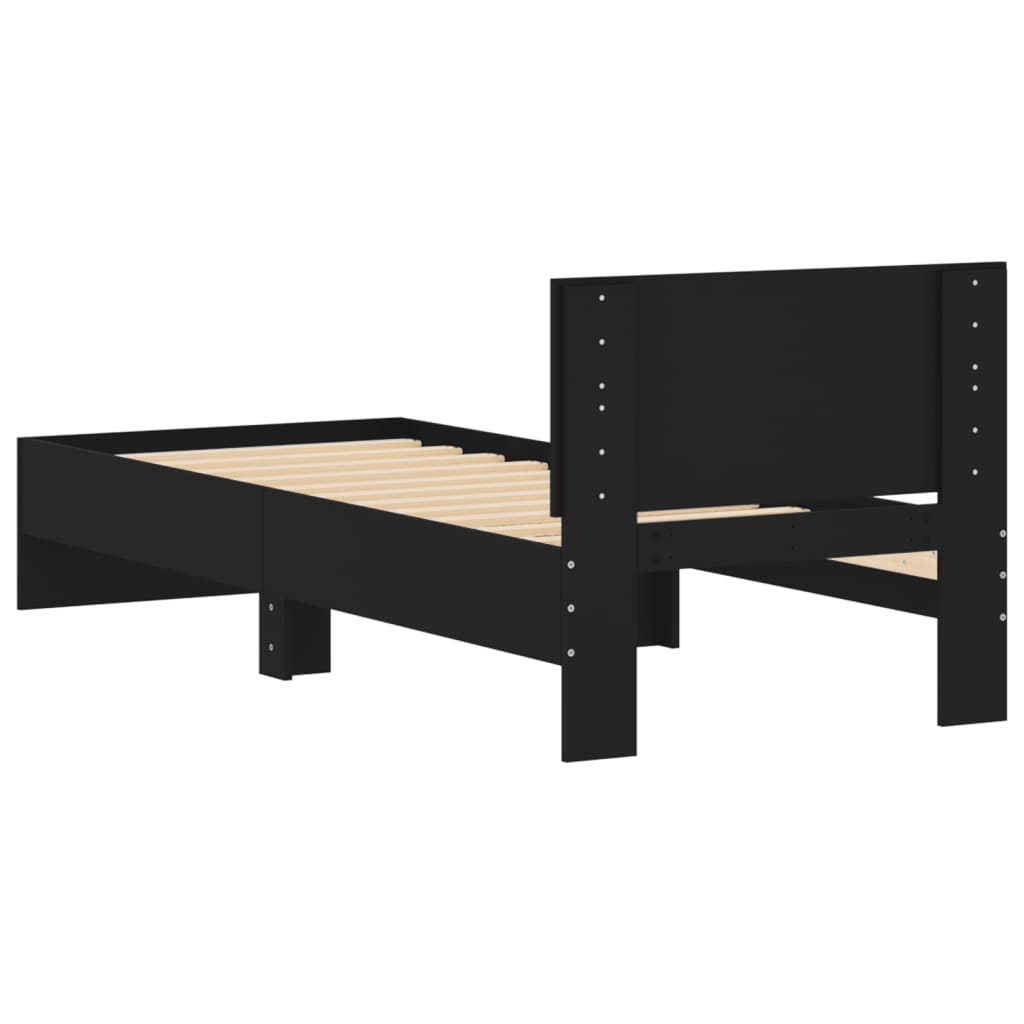 Bed Frame with Headboard Black 90x190 cm Engineered wood