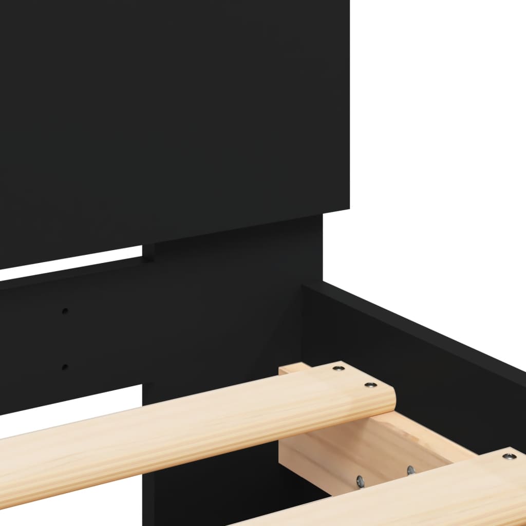 Bed Frame with Headboard Black 90x190 cm Engineered wood