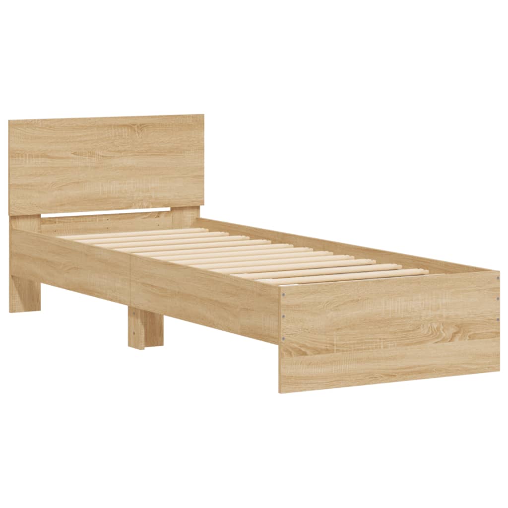 Bed Frame with Headboard Sonoma Oak 90x190 cm Engineered wood