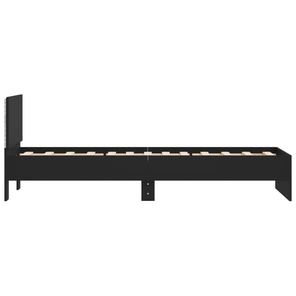 Bed Frame with Headboard and LED Lights Black 90x190 cm