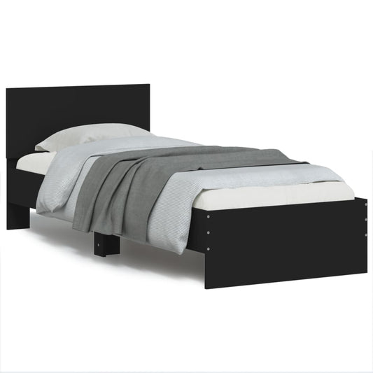 Bed Frame with Headboard and LED Lights Black 90x190 cm